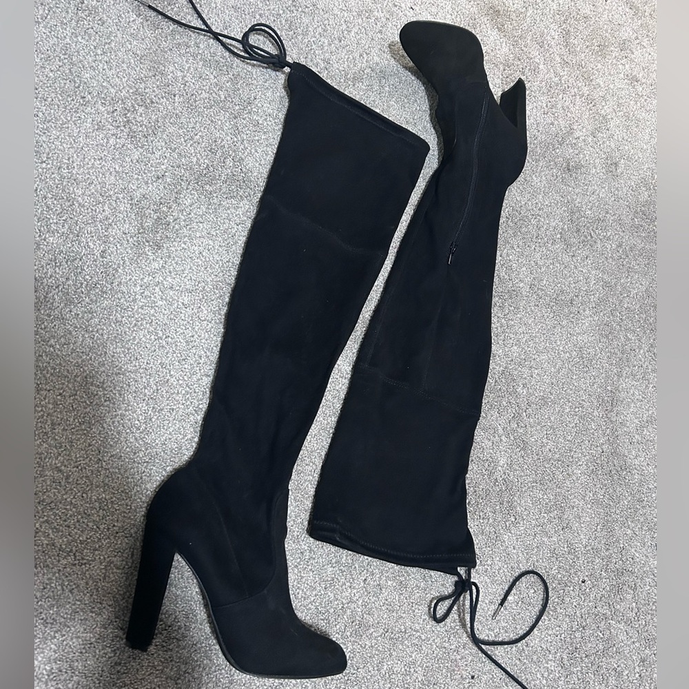 JustFab Black Heeled Boots
